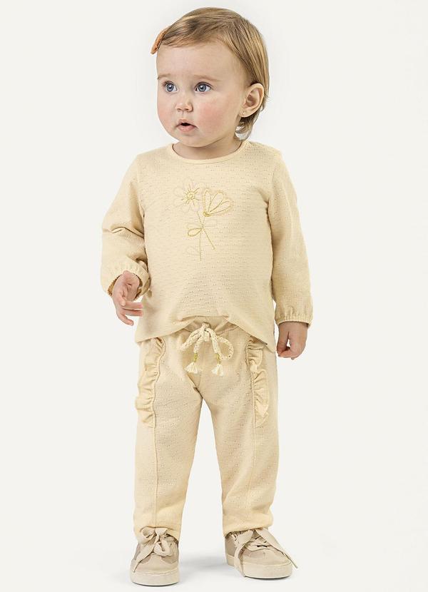 Colorittá - Conjunto Bebê Menina Texturizado Bege