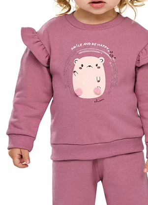 Elian - Conjunto Bebê Menina Ursinho com Pompom Rosa - ELIAN