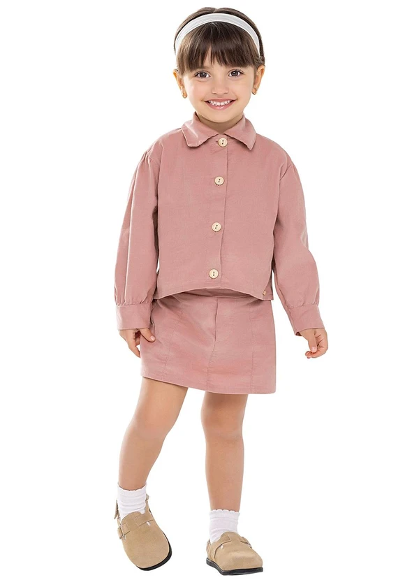 Colorittá - Conjunto Bebê Menina Veludo Cotelê Rosa