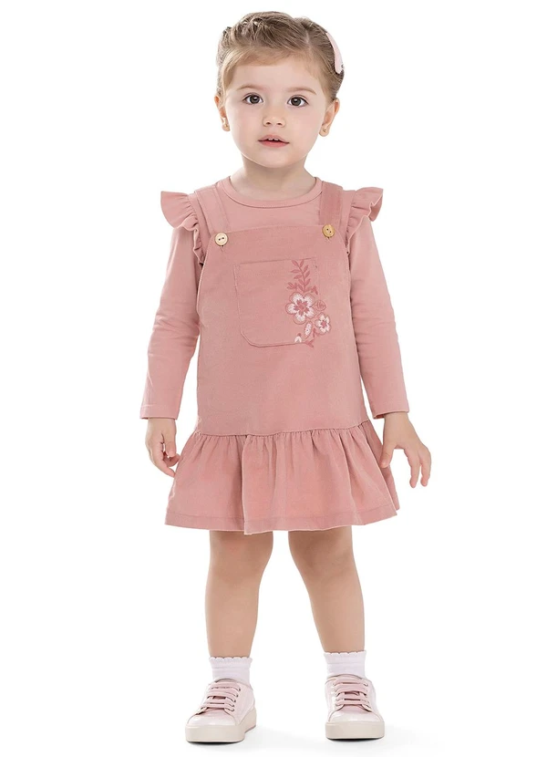 Colorittá - Conjunto Bebê Menina Vestido Floral Rosa