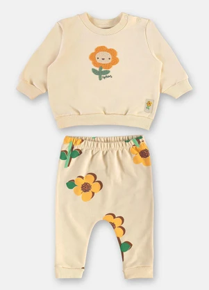Up Baby - Conjunto Bebê Moletom sem Felpa Marrom - UP BABY