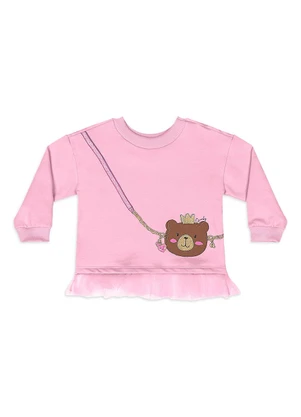 Quimby - Conjunto Bebê Ursinho Tule Legging Rosa - QUIMBY