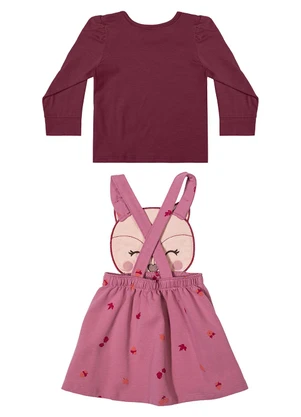 Elian - Conjunto Bebê Vestido e Blusa Raposa Bordo - ELIAN