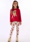 Quimby - Conjunto Blusa Babado e Legging Vermelho - variação:  