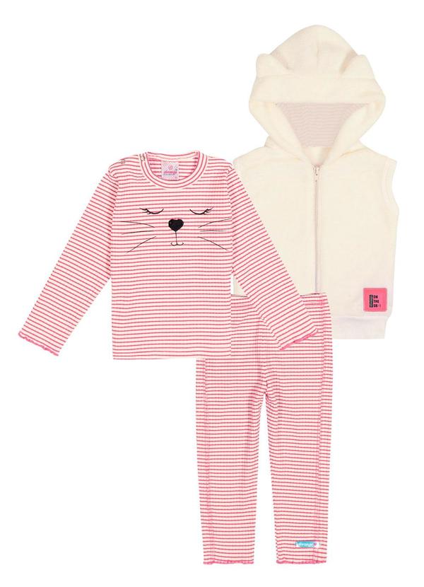 Abrange - Conjunto Blusa, Calça e Colete Baby Bege