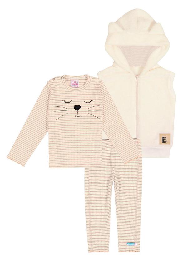 Abrange - Conjunto Blusa, Calça e Colete Baby Bege