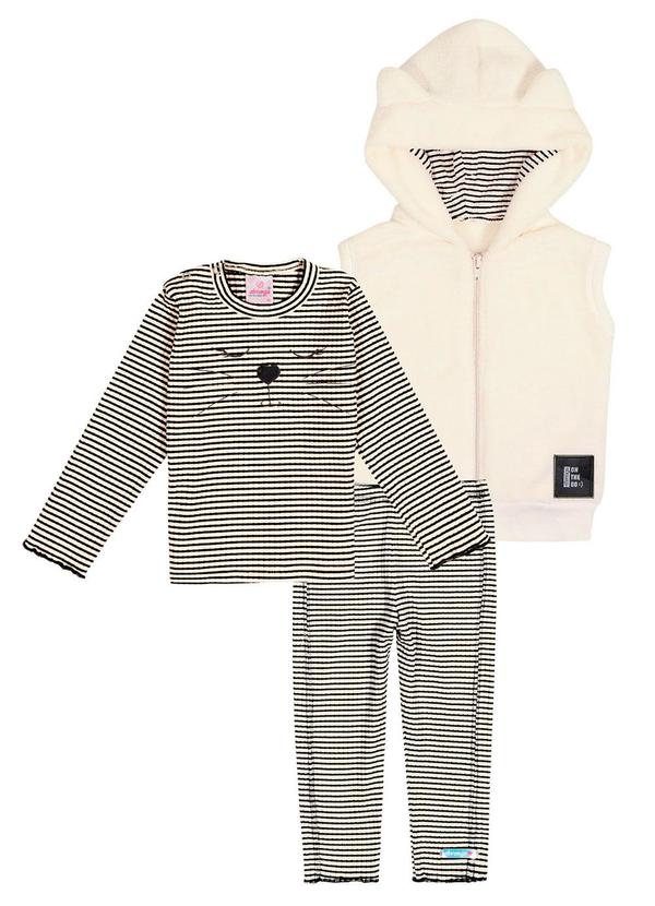 Abrange - Conjunto Blusa, Calça e Colete Baby Bege