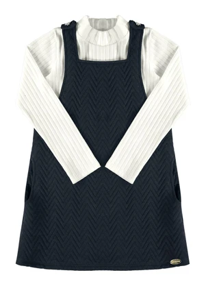 Milli e Nina - Conjunto Blusa Canelado e Salopete Bege - MILLI E NINA