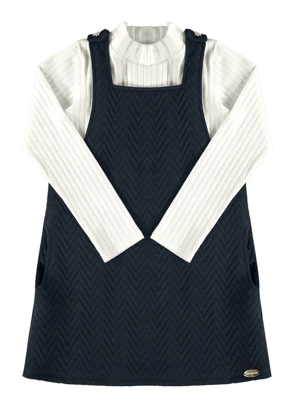 Milli e Nina - Conjunto Blusa Canelado e Salopete Bege 1