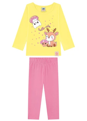 Marlan - Conjunto Blusa com Glitter e Legging Amarelo - MARLAN