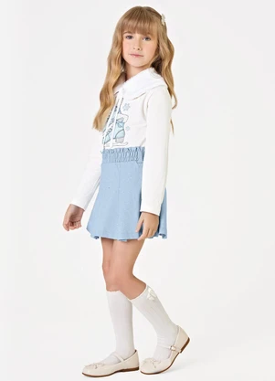Trick Nick - Conjunto Blusa com Gola e Saia Branco - TRICK NICK