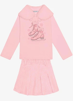 Trick Nick - Conjunto Blusa com Gola e Saia Rosa - TRICK NICK