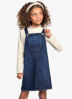 Trick Nick - Conjunto Blusa com Salopete Jeans Azul - TRICK NICK