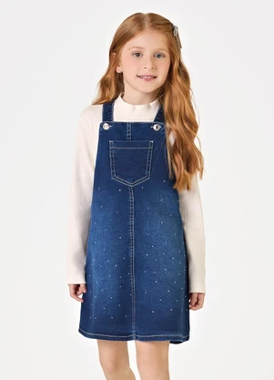 Trick Nick - Conjunto Blusa com Salopete Jeans Azul - TRICK NICK