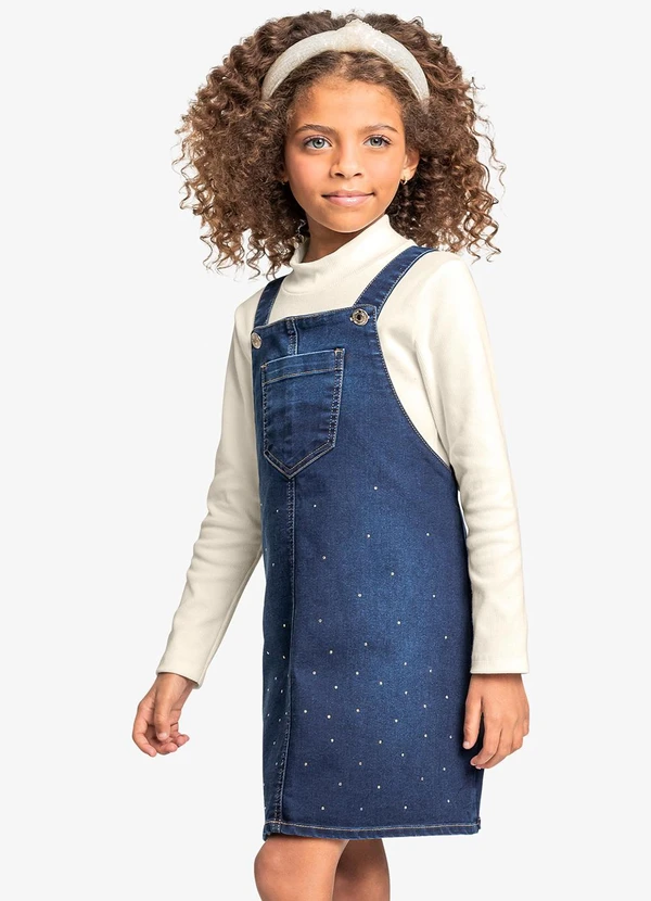 Trick Nick - Conjunto Blusa com Salopete Jeans Azul 4