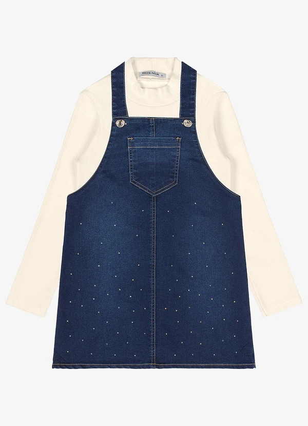 Trick Nick - Conjunto Blusa com Salopete Jeans Azul 5