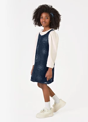Trick Nick - Conjunto Blusa com Salopete Jeans Azul - TRICK NICK