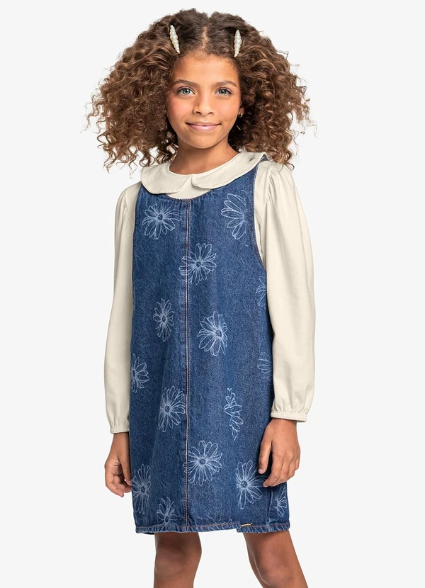 Trick Nick - Conjunto Blusa com Salopete Jeans Azul