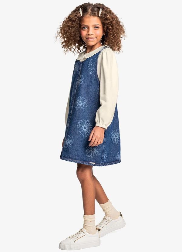 Trick Nick - Conjunto Blusa com Salopete Jeans Azul 3