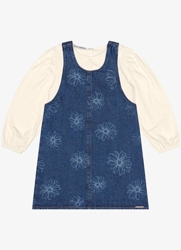 Trick Nick - Conjunto Blusa com Salopete Jeans Azul 5
