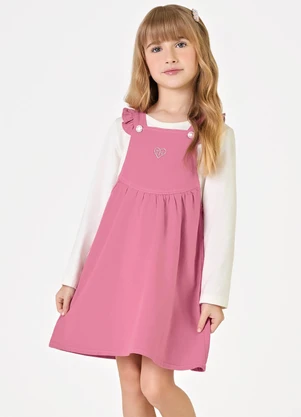 Trick Nick - Conjunto Blusa com Salopete Jeans Rosa - TRICK NICK