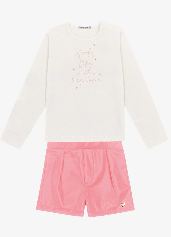 Trick Nick - Conjunto Blusa com Shorts Feminino Bege 1