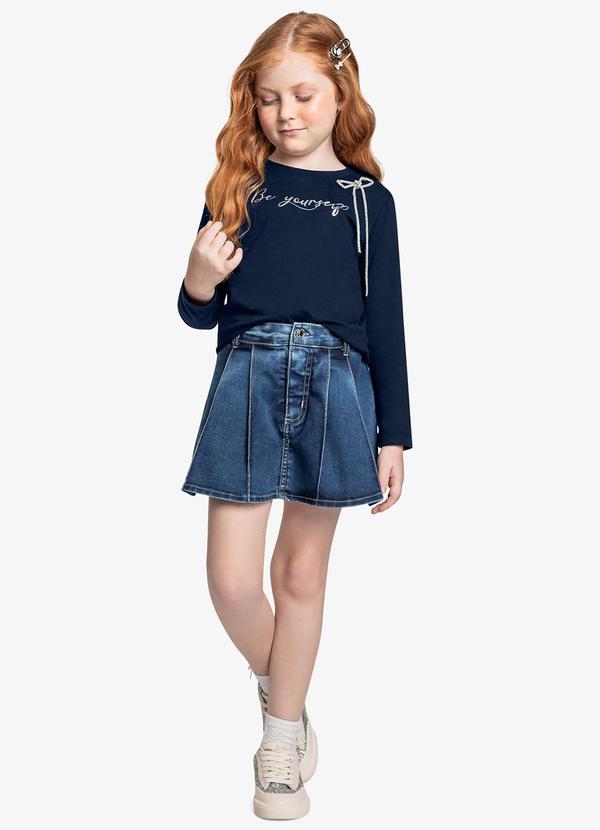 Trick Nick - Conjunto Blusa com Shorts Saia Jeans Azul 3