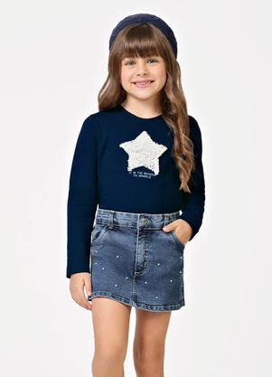 Trick Nick - Conjunto Blusa com Shorts Saia Jeans Azul - TRICK NICK