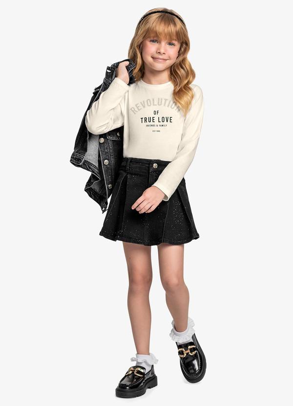 Trick Nick - Conjunto Blusa com Shorts Saia Jeans Bege 3