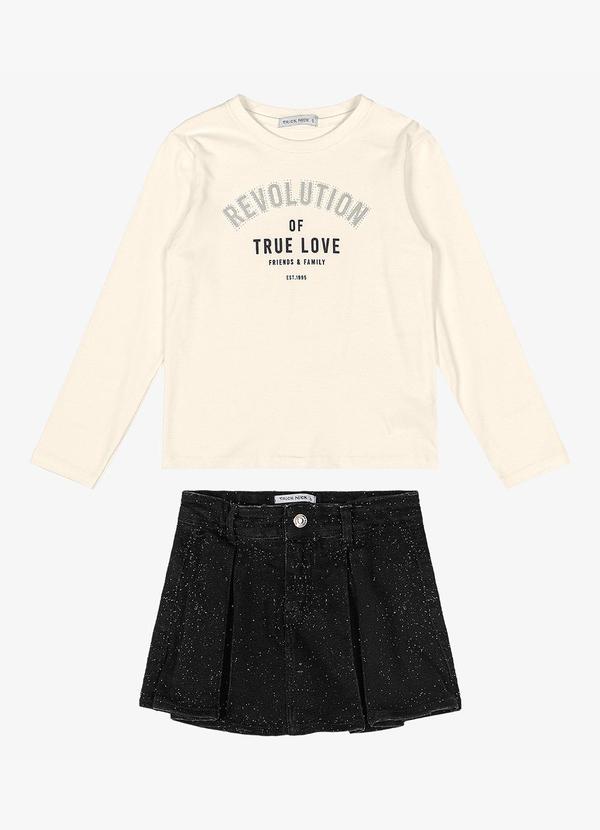 Trick Nick - Conjunto Blusa com Shorts Saia Jeans Bege 6