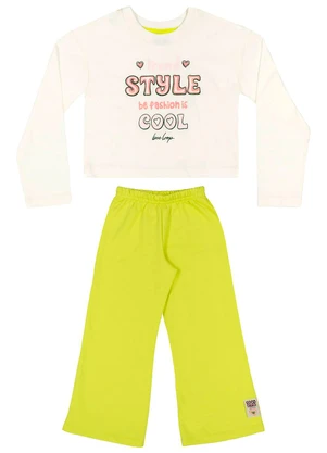 Bee Loop - Conjunto Blusa Cropped e Calça Off White - BEE LOOP