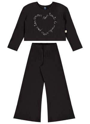 Bee Loop - Conjunto Blusa Cropped e Calça Preto - BEE LOOP