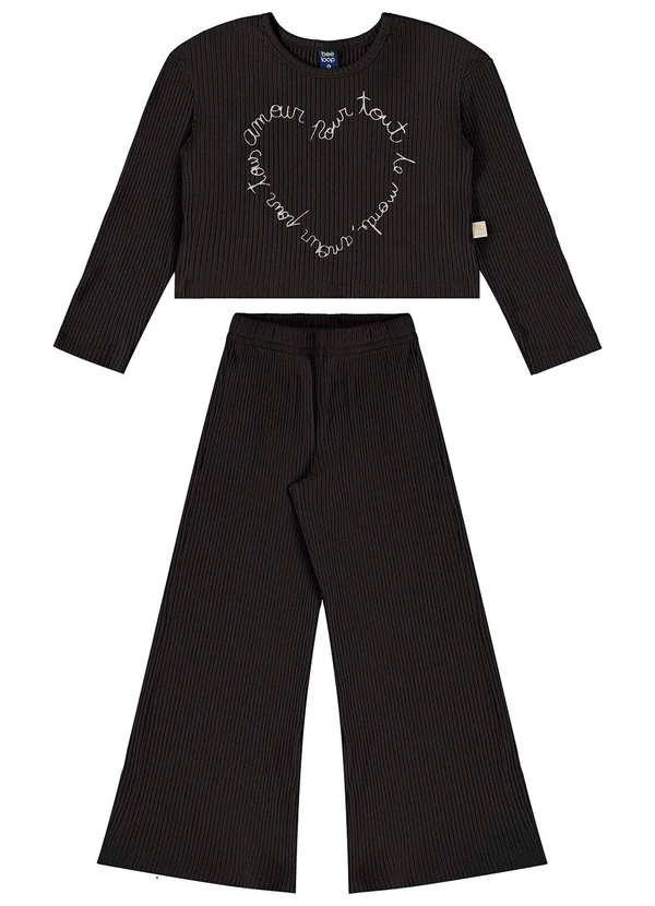 Bee Loop - Conjunto Blusa Cropped e Calça Preto