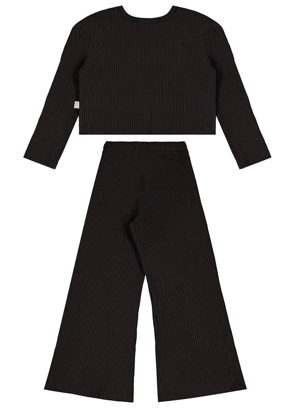 Bee Loop - Conjunto Blusa Cropped e Calça Preto 2