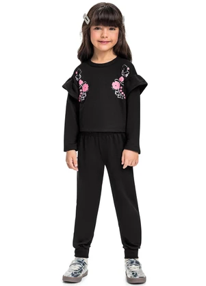 Bee Loop - Conjunto Blusa Cropped e Calça Preto - BEE LOOP
