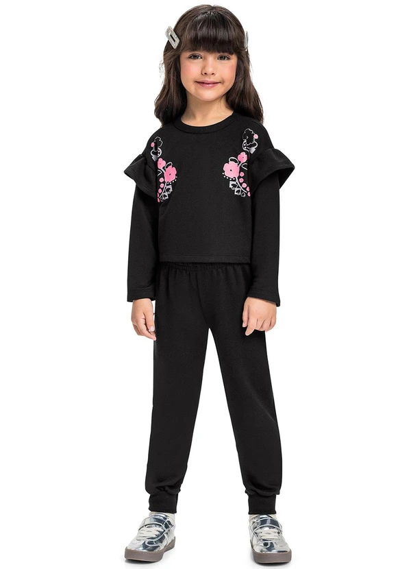 Bee Loop - Conjunto Blusa Cropped e Calça Preto