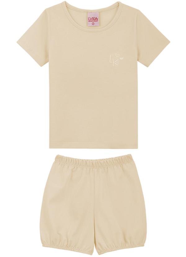 Lik Kids - Conjunto Blusa e Bombachinha em Cotton Bege