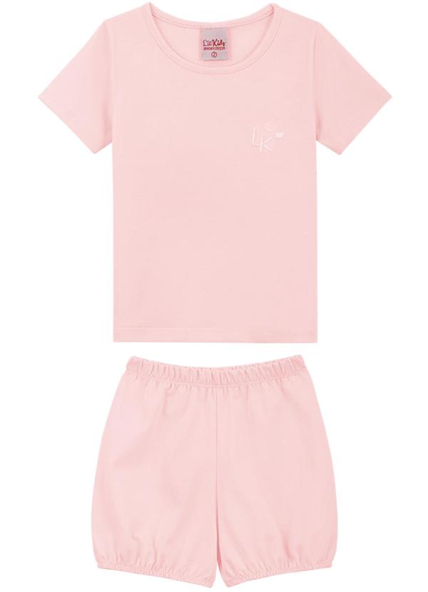 Lik Kids - Conjunto Blusa e  Bombachinha em Cotton  Rosa