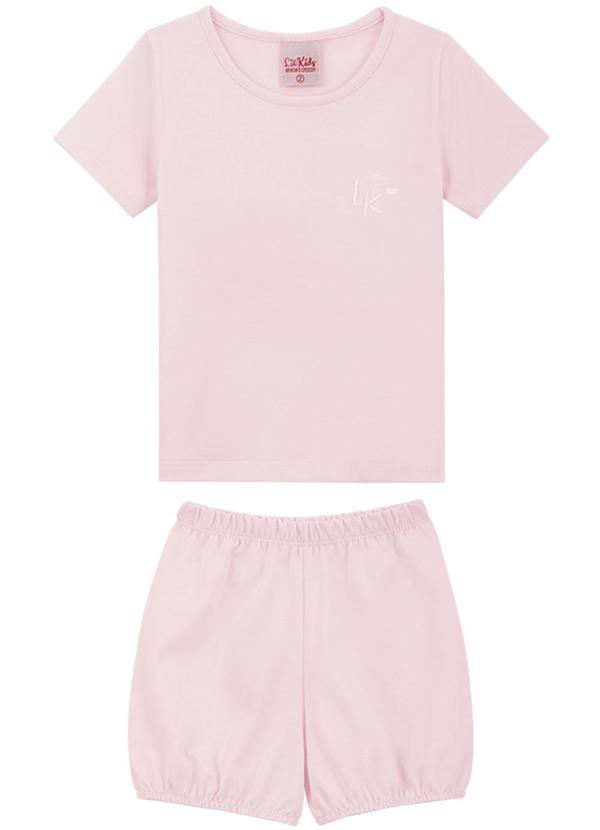 Lik Kids - Conjunto Blusa e Bombachinha em Cotton Rosa