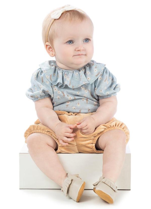 Amada - Conjunto Blusa e Bombachinha em Veludo Azul