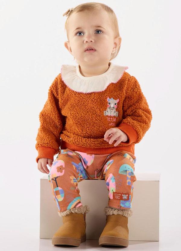 Up Baby - Conjunto Blusa e Calça Bebê Laranja