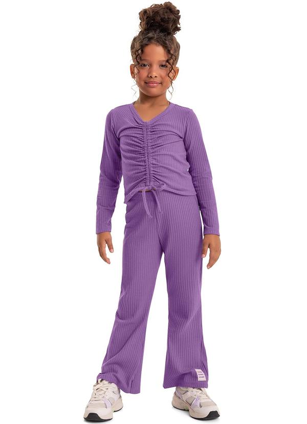 Quimby - Conjunto Blusa e Calça Flare Infantil Roxo
