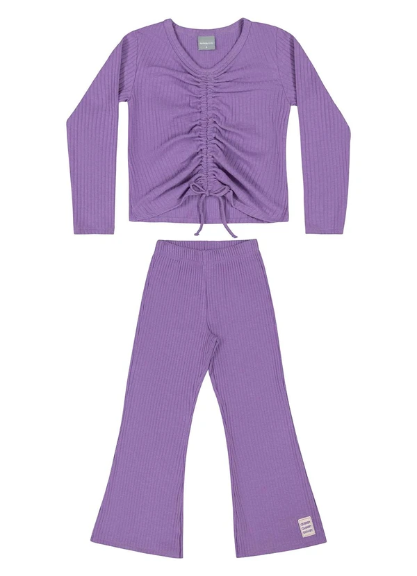 Quimby - Conjunto Blusa e Calça Flare Infantil Roxo 2