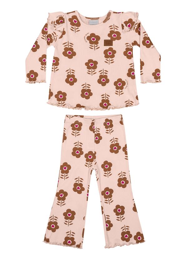 Quimby - Conjunto Blusa e Calça Flare para Bebê Bege