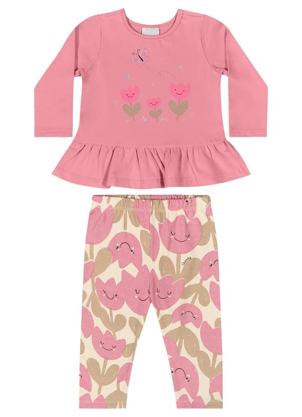 Quimby - Conjunto Blusa e Calça para Bebê Rosa