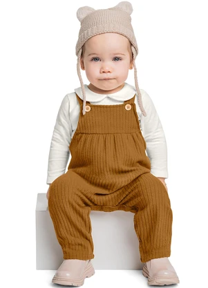 Quimby - Conjunto Blusa e Jardineira Bege - QUIMBY