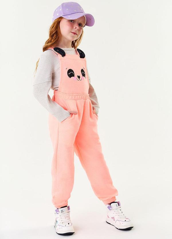 Abrange - Conjunto Blusa e Jardineira Panda Mescla