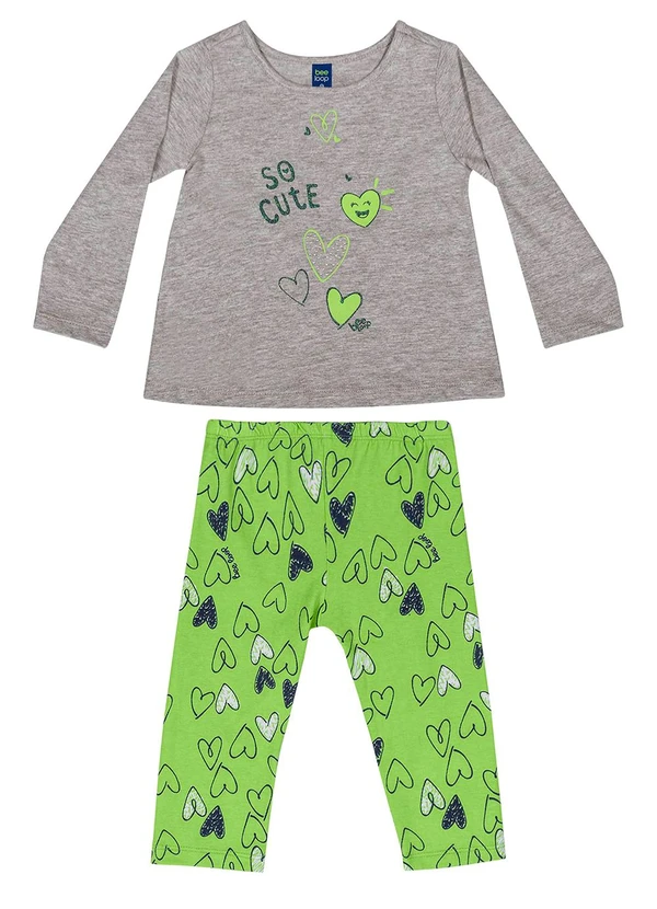 Bee Loop - Conjunto Blusa e Legging Bebê Cinza