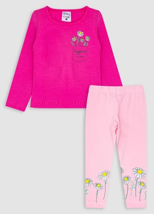 Turminha - Conjunto Blusa e Legging Cotton Rosa - TURMINHA