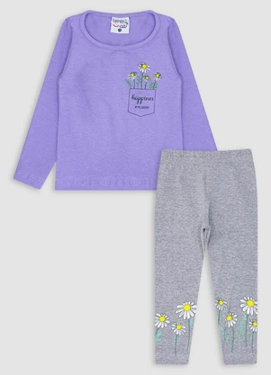 Turminha - Conjunto Blusa e Legging Cotton Roxo - TURMINHA